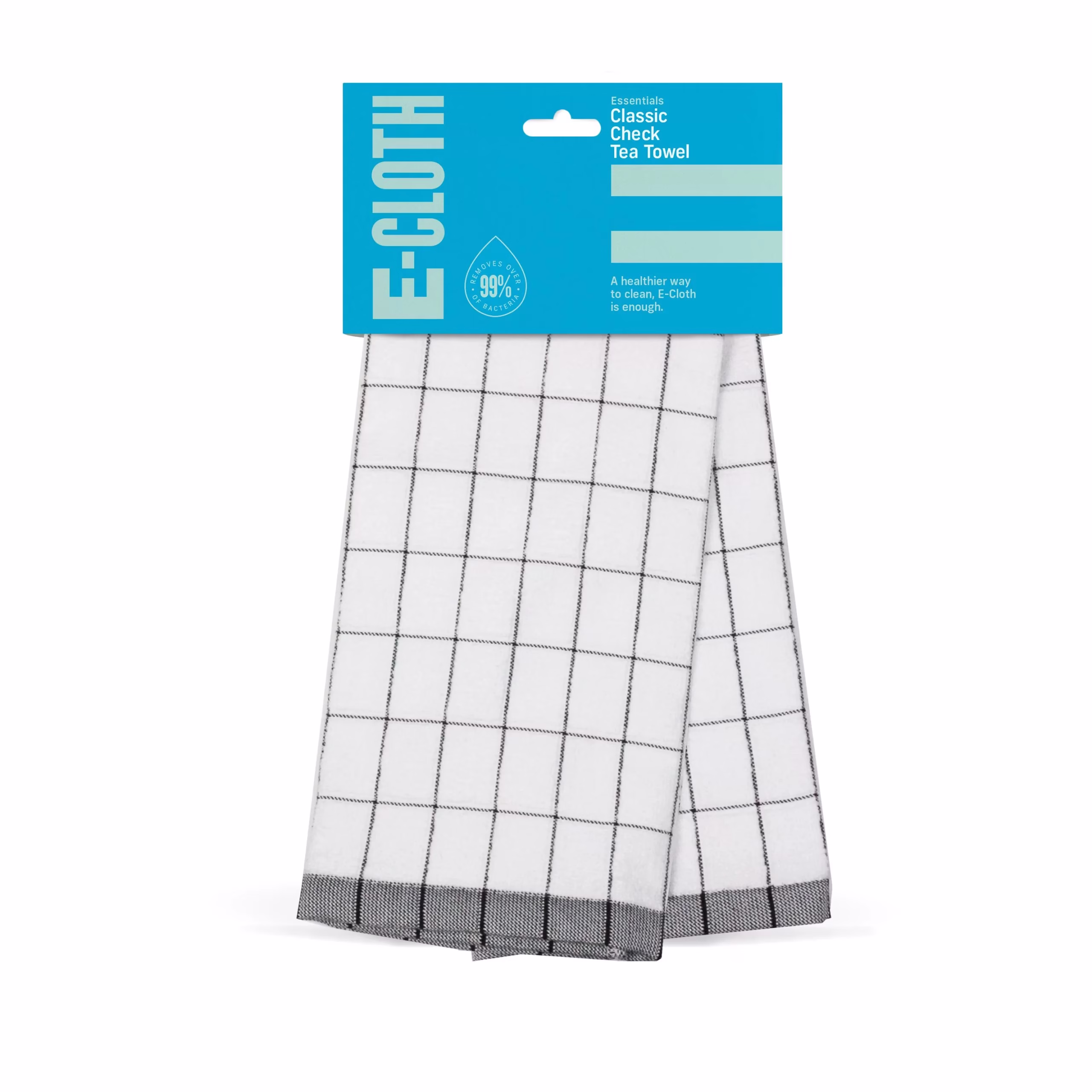 TBLC-essentials_2020_pack-mock-scaled E-CLOTH E-Towel Classic Check Tea Towel - Black - Image 1